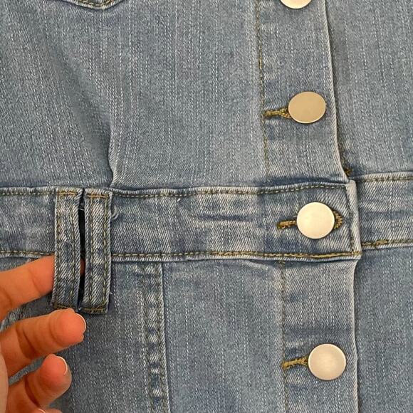 Short Sleeve Light Wash/Rinse Denim Button Down Mini Shirt Dress Belt Loops S - Picture 7 of 13